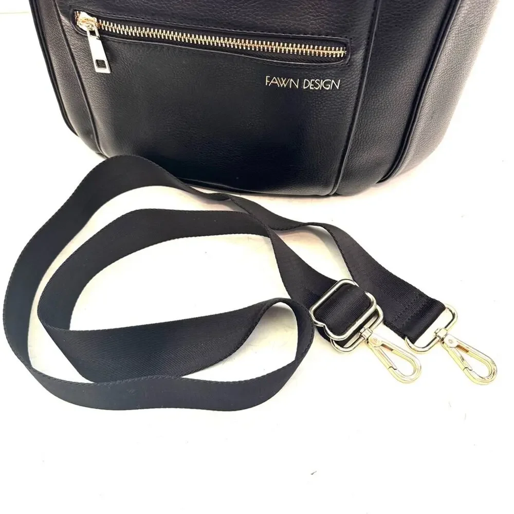 Fawn Design Black Large Diaper Bag Backpack Shoulder Bag